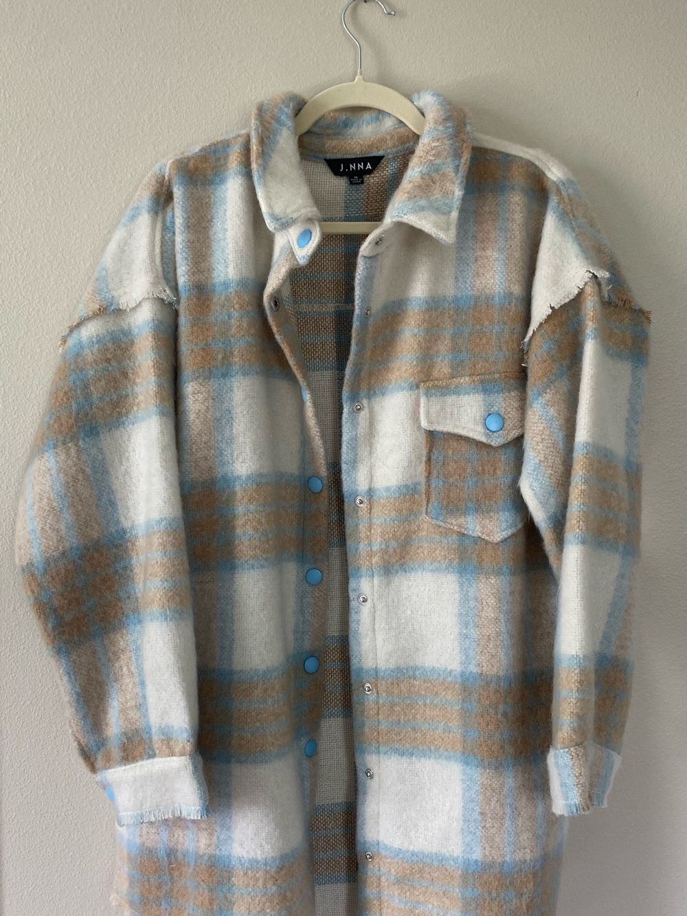 J. NNA Cream & Tan Plaid Teddy Jacket